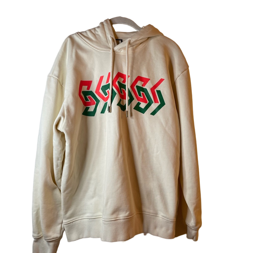 Gucci Cream sweatshirt with green and orange detailing Size M